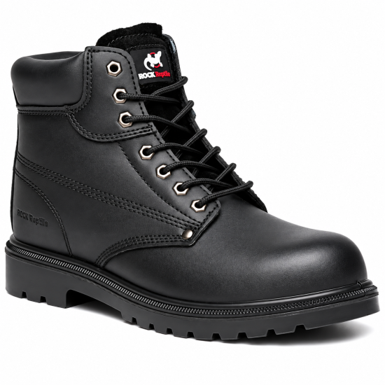 Rock Reptile Apprentice S1P SRC Leather Ankle Safety Boots – Black