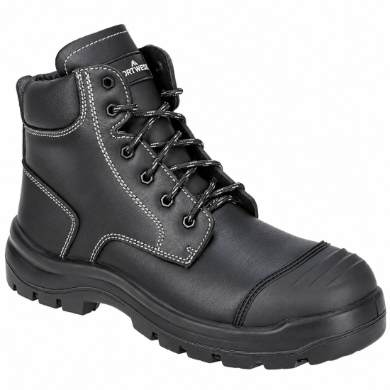 Portwest FD10 S3 HRO FO SC HI CI LG SR Steel Leather Mid Safety Boots – Black