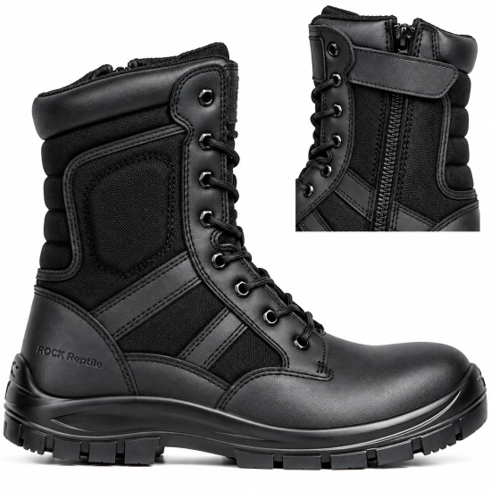 Rock Reptile Taskforce S1P SRC Leather High Leg Safety Boots – Black
