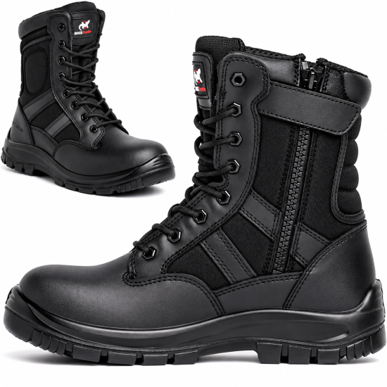 Rock Reptile Taskforce S1P SRC Leather High Leg Safety Boots – Black