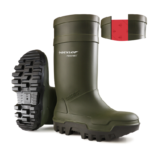 Dunlop Purofort Thermo+ Full Safety Wellington S5 Steel Toe Green Boots 