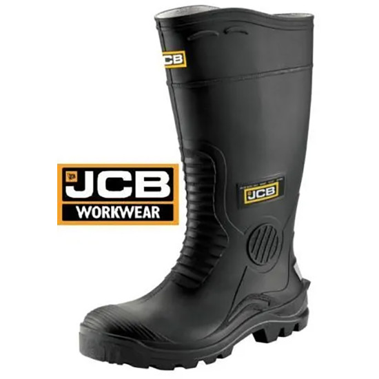 JCB HYDROMASTER WATERPROOF S5 SAFETY WELLINGTON WORK STEEL TOE CAP BOOTS BLACK MEN'S WELLIES UK SIZE image