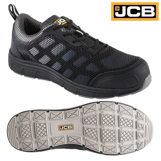 JCB Mens Lightweight Steel Toe Cap Safety Work Boots Black Trainers Shoes image