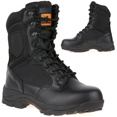 MENS COMBAT POLICE MILITARY WORK SAFETY STEEL TOE CAP TACTICAL HIGH BOOTS