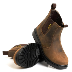 MENS DEALER BOOTS CHELSEA LIGHTWEIGHT LEATHER SAFETY WORK STEEL TOE CAP SHOES