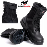 MENS BLACK LEATHER ANKLE SAFETY BOOTS COMBAT LACE UP STEEL TOE CAP WORK BOOTS POLICE MILITARY HIKER ZIP / LACE UP SHOES SIZE