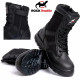 MENS BLACK LEATHER ANKLE SAFETY BOOTS COMBAT LACE UP STEEL TOE CAP WORK BOOTS POLICE MILITARY HIKER ZIP / LACE UP SHOES SIZE Men's Safety Footwear image