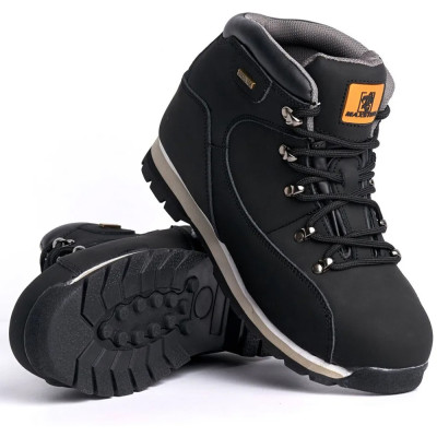 MENS LEATHER LIGHTWEIGHT SAFETY BOOTS STEEL TOE CAP WORK TRAINER PPE