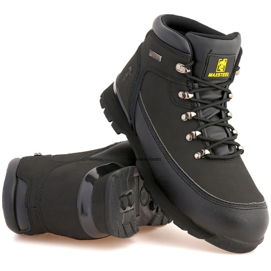 MENS LEATHER LIGHTWEIGHT SAFETY BOOTS STEEL TOE CAP WORK TRAINER PPE image