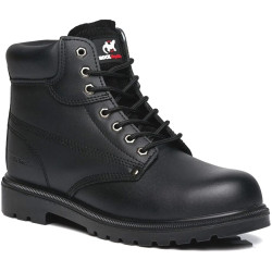 MENS BLACK LEATHER SAFETY BOOTS ANKLE LACE UP STEEL TOE CAP AND MIDSOLE WORK PPE HIKER SHOES SIZE