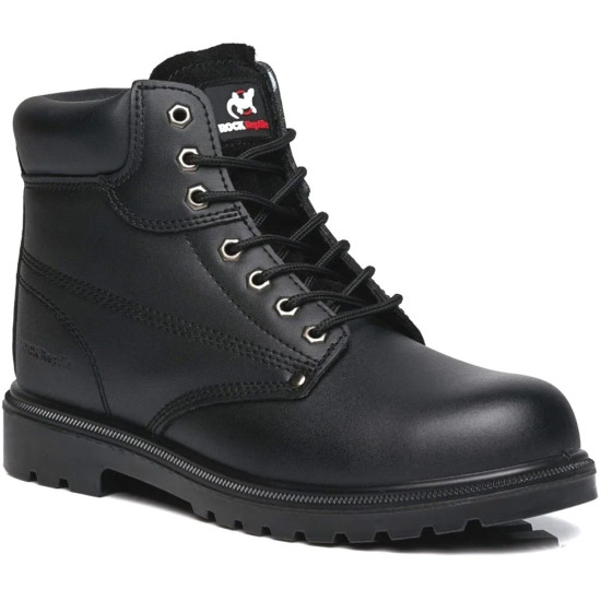 MENS BLACK LEATHER SAFETY BOOTS ANKLE LACE UP STEEL TOE CAP AND MIDSOLE WORK PPE HIKER SHOES SIZE Men's Safety Footwear image