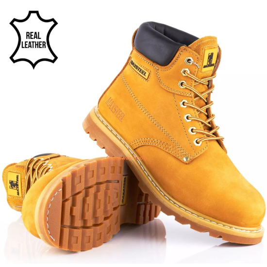 MENS LEATHER SAFETY WORK BOOTS STEEL TOE CAP ANKLE HIKER SHOES PPE Men's Safety Footwear image