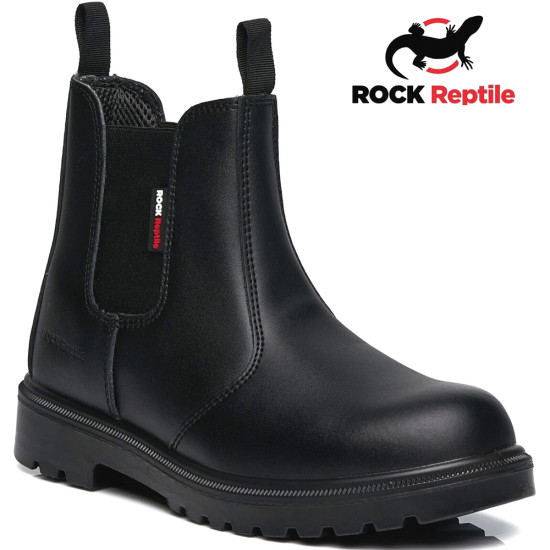 MENS LIGHTWEIGHT DEALER BOOTS CHELSEA SAFETY WORK STEEL TOE CAP LEATHER SHOES SZ Men's Safety Footwear image