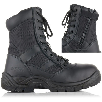 MENS LIGHTWEIGHT STEEL TOE CAP MILITARY COMBAT SAFETY WORK LACE / ZIP UP BOOTS POLICE WORKWEAR SIZE