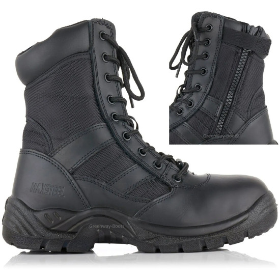 MENS LIGHTWEIGHT STEEL TOE CAP MILITARY COMBAT SAFETY WORK LACE / ZIP UP BOOTS POLICE WORKWEAR SIZE Men's Safety Footwear image