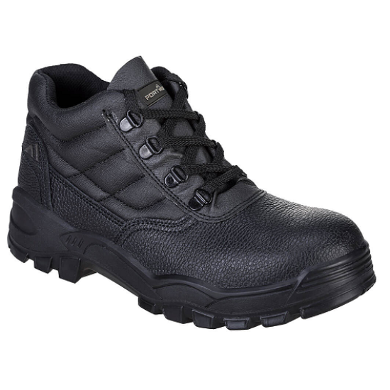 Portwest Steel Split S1P SR Black Leather Mid Boots