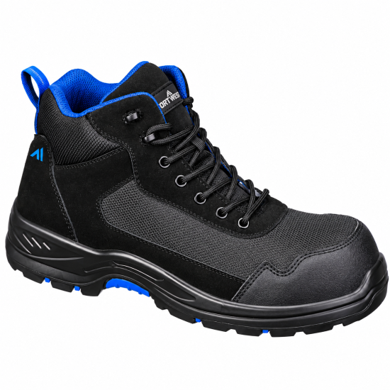 Portwest FC22 S3L HRO SR FO Composite Suede Mid Safety Boots – Black/Blue