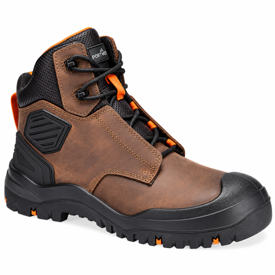 Portwest FT30 Steel Leather S3 Ankle Safety Boots – Brown/Orange