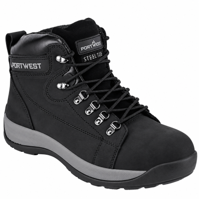 Portwest FW31 Steel Nubuck Leather SB HRO Mid Safety Boots – Black
