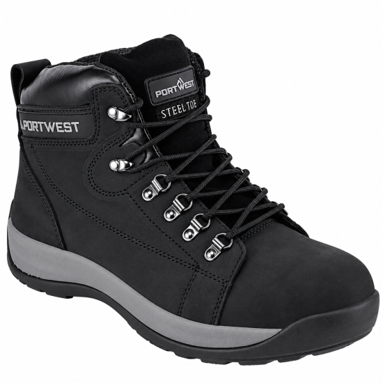 Portwest FW31 Steel Nubuck Leather SB HRO Mid Safety Boots – Black