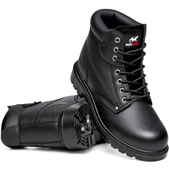 Rock Reptile Apprentice S1P SRC Leather Ankle Safety Boots – Black