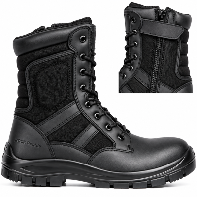 Rock Reptile Taskforce S1P SRC Leather High Leg Safety Boots – Black