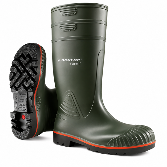 Dunlop Acifort Heavy Duty S5 Safety Wellington Boots – Green