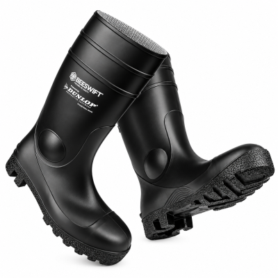 Dunlop Aston Heavy Duty S5 Safety Wellington Boots – Black