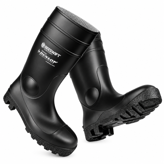 Dunlop Aston Heavy Duty S5 Safety Wellington Boots – Black