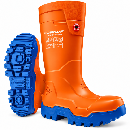 Dunlop FieldPRO Thermo+ S5L Safety Wellington Boots – Orange