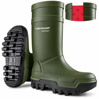 Dunlop Purofort Thermo+ S5 Safety Wellington Boots – Green