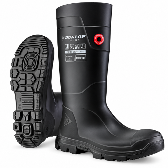 Dunlop TerraPRO Purofort S5 Safety Wellington Boots – Black