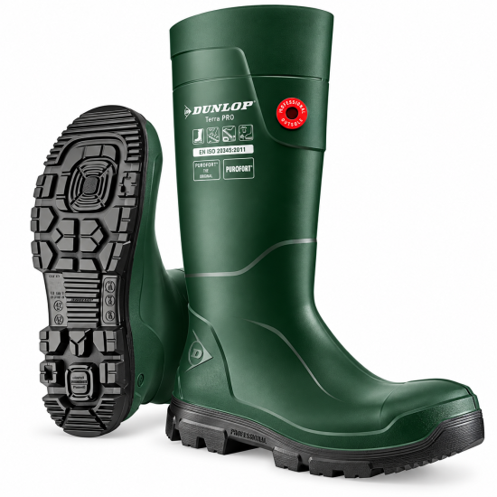 Dunlop TerraPRO Purofort S5 Safety Wellington Boots – Green